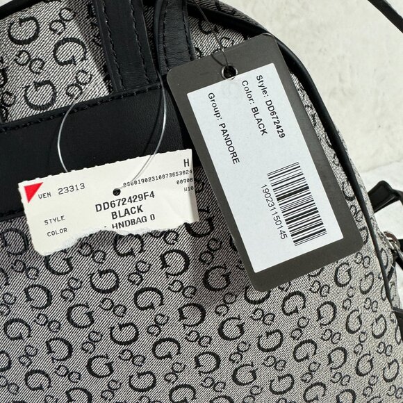 Guess Logo Mini Backpack Pandore DD672429 Black Logo Print Monogram NWT - Picture 4 of 7